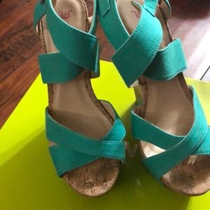 Teal Strap Wedges